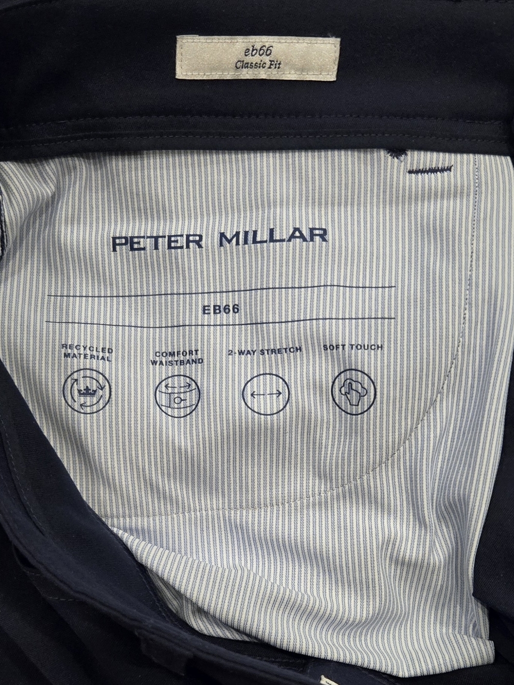 NWT Peter Millar EB66 Classic Fit Pants Mens [Size] Navy Performance Strch Golf. - Picture 5 of 5